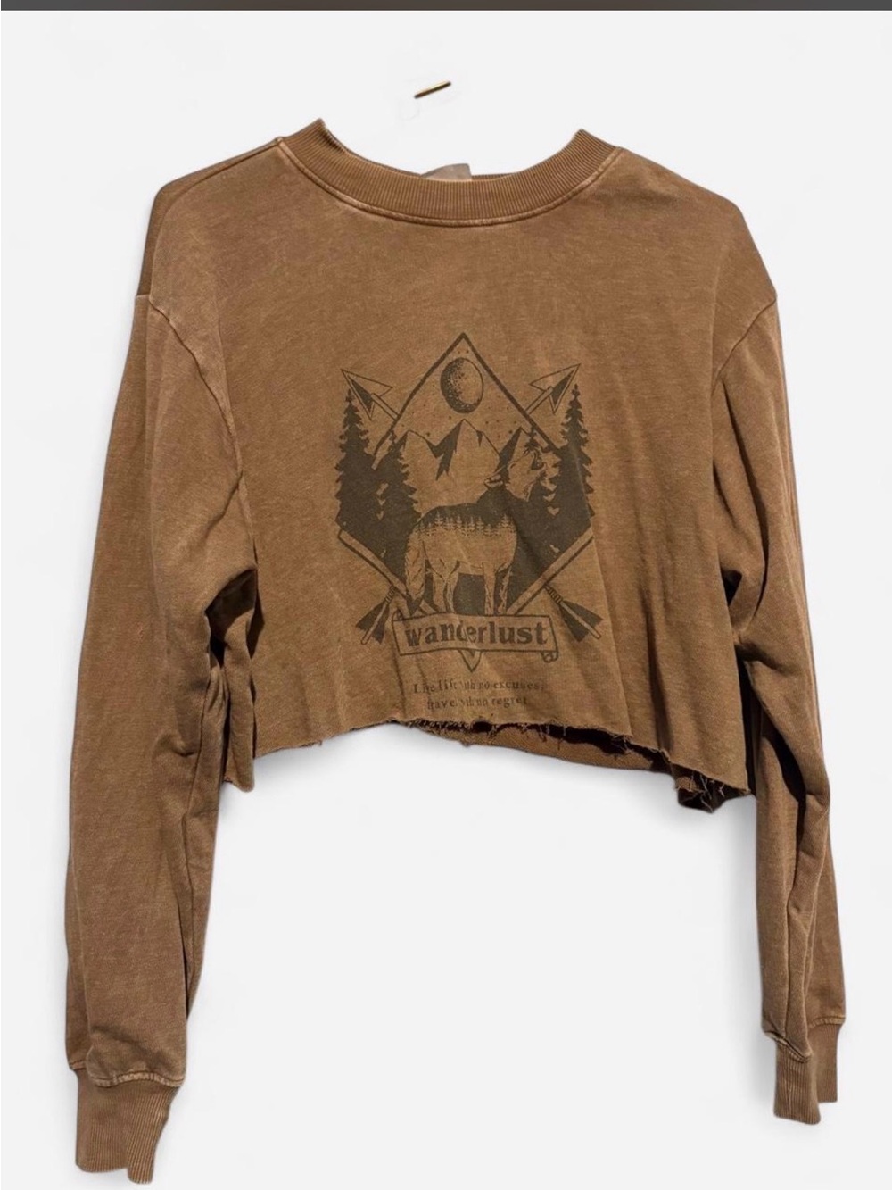 Wanderlust Brown Cropped Graphic long sleeve